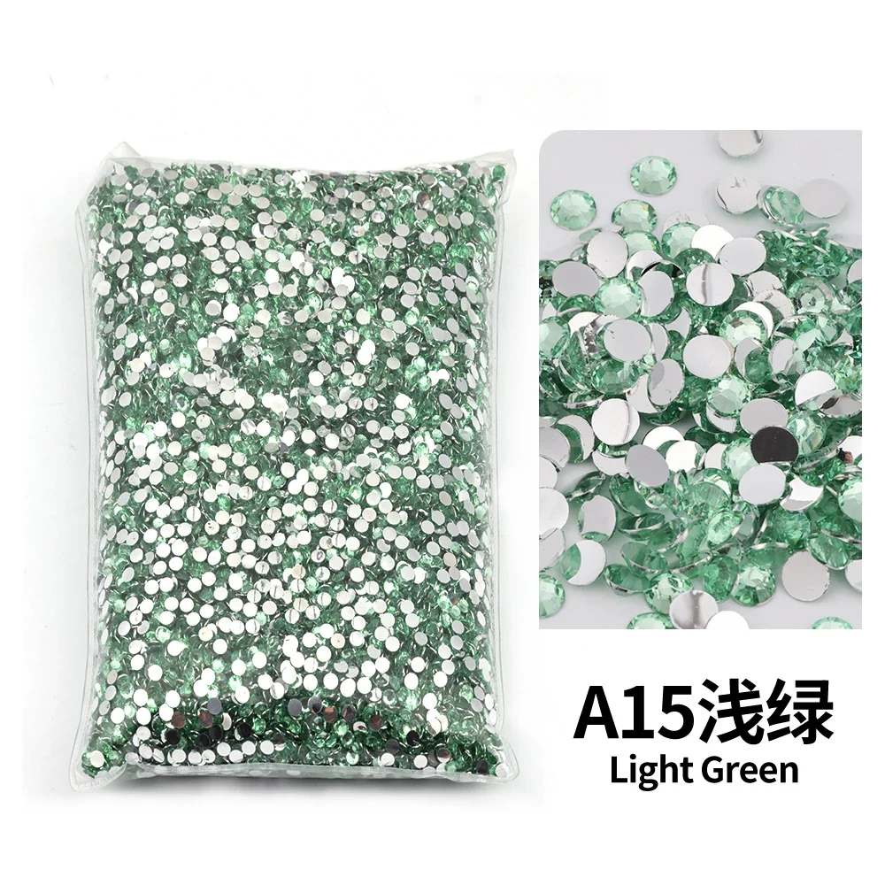 

light green 2mm,3mm,4mm,5mm,6mm Big Package Resin Non Hot Fix Rhinestones Bulk Wholesale Flat Crystals Nail Diy Glitters Stone