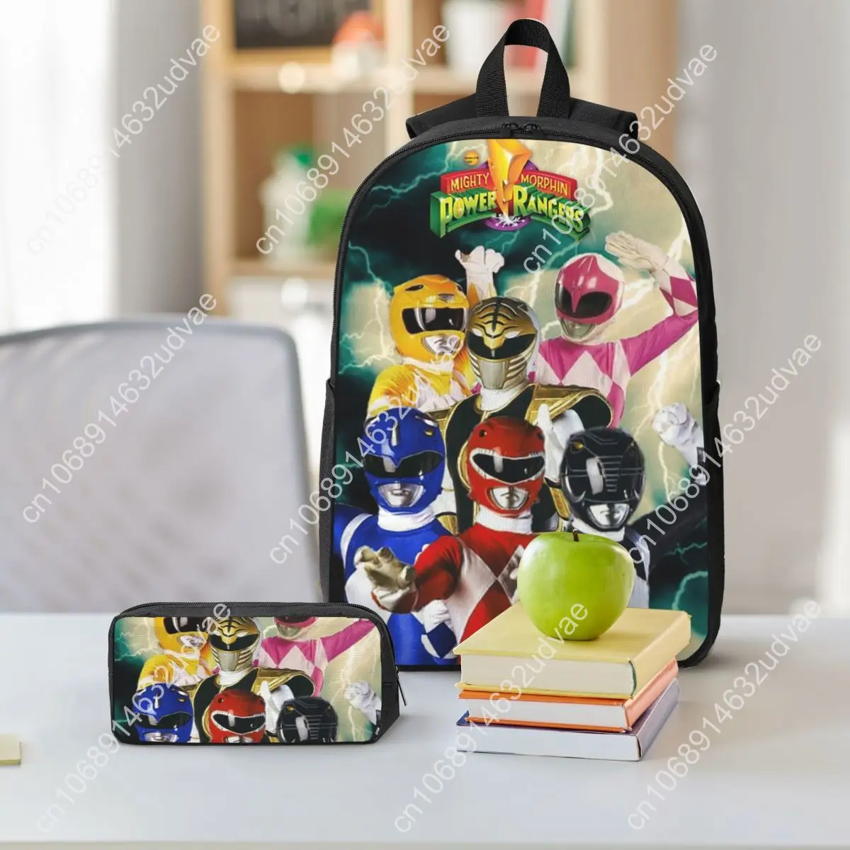 Mighty Morphin Power Ranger Backpack Boys Girls BookBag School Bag Laptop Shoulder Bags 3ps Insulated Lunch Bag Pencil Case