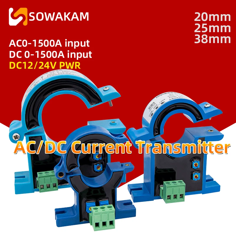 Hall Transmissor Atual ac dc 05v 010v Saída 0-10v Circuito Aberto Núcleo Dividido Transdutor de Corrente Swk7