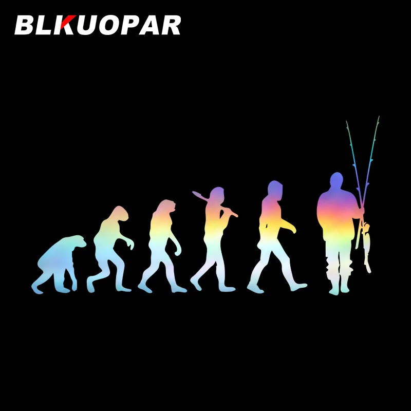 

BLKUOPAR Evolution Fishing Car Stickers Creativite Vinyl Laser Decals Occlusion Scratch Sunscreen Fashionable Car Door Protector