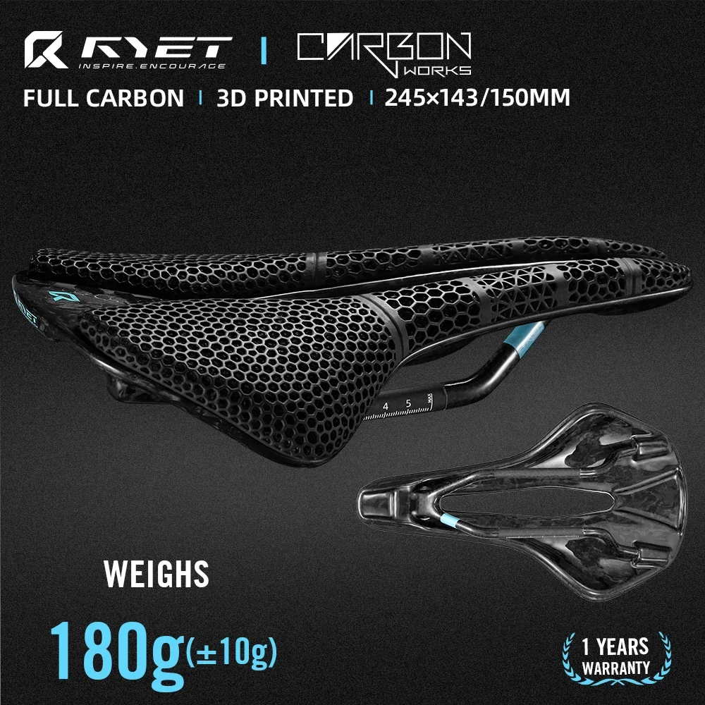 RYET Full Carbon 3D Printed Bike Saddle 7*9mm 245mm*143/150MM 125g 180g  Carbon Bicycle Seat MTB Gravel Road Saddle Bike Parts