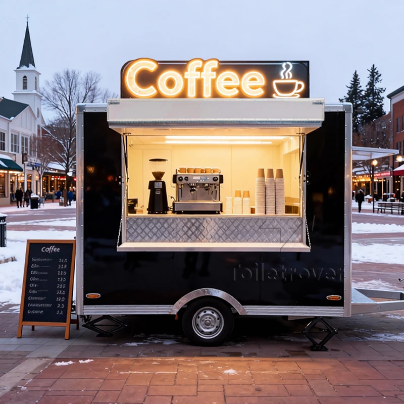 

Уличные мобильные прицепы для еды, вафельный креп, десерт, сладкая закуска, мороженое, тянущая грузовик для еды с полной кухней и ванной комнатой