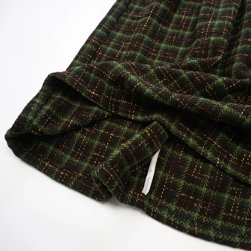 Vintage Plaid Midi Röcke Frauen Baggy Neue Hohe Taille A-line Dicker Französisch Stil Taschen Mujer Ulzzang Böden Mode Elegante