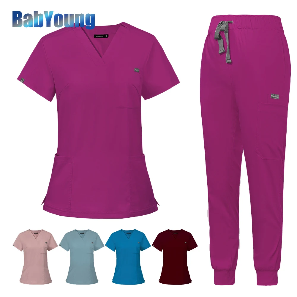 

Multicolor Scrubs Uniform Short Sleeve Tops+Pants Nursing Uniform Women Pet Shop Doctor Scrub Medical Surgery Workwear Scrub Set