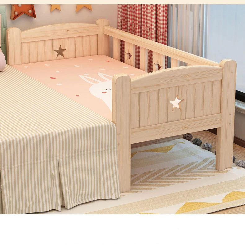 Custom Single Bed Girl Princess Widened Crib Baby Stitching Big Bed