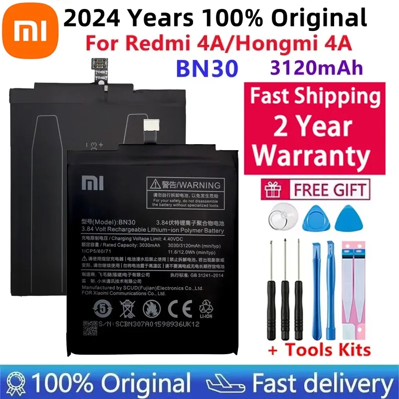 

100% Original BN30 Battery For Xiaomi Redmi 4A Redrice Hongmi 4A Lithium Polymer Replacement Bateria Fast Shipping