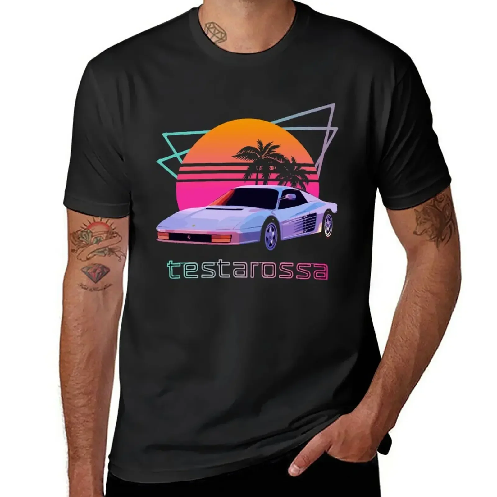 80s Retrowave Testarossa T-Shirt summer clothes aesthetic clothes summer top mens white t shirts