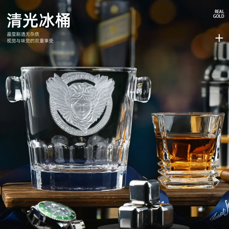 Beer glass ice pail Modern ice pail Fruit Champagne pail Home outdoor personalized thickened transparent storage