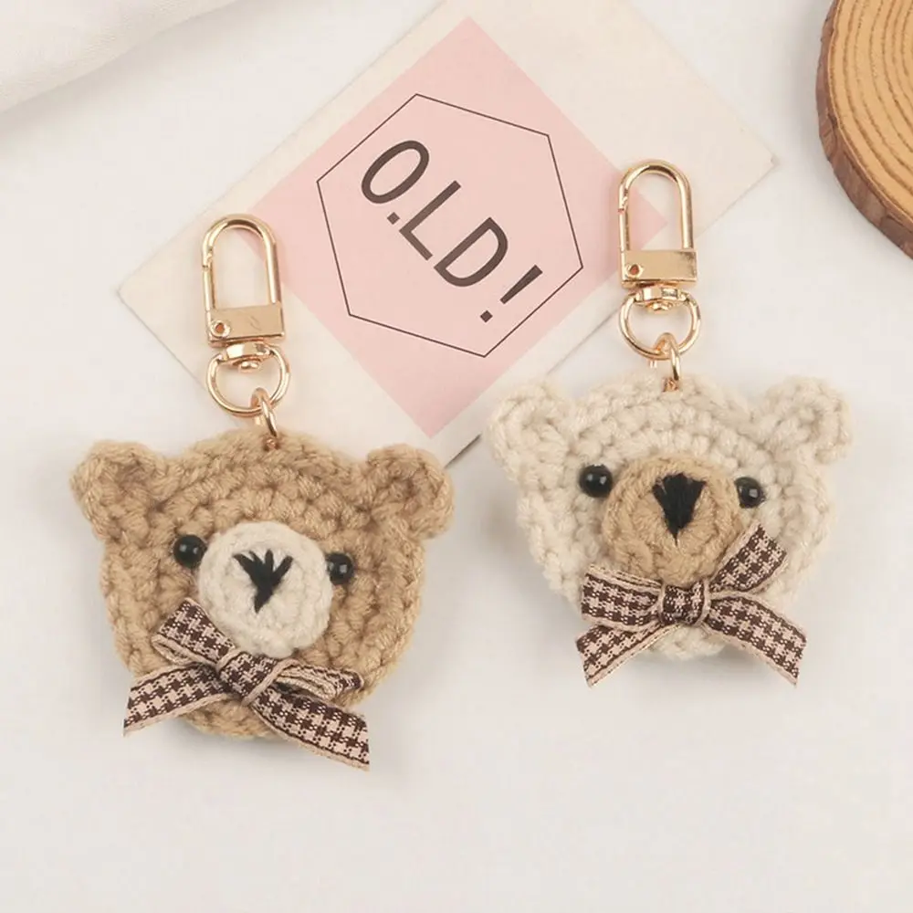 Soft Knitting Wool Cartoon Key Ring Car Accessory Bow Tie Korean Style Key Chain Bag Pendant Schoolbag Pendant Girls Key Chain