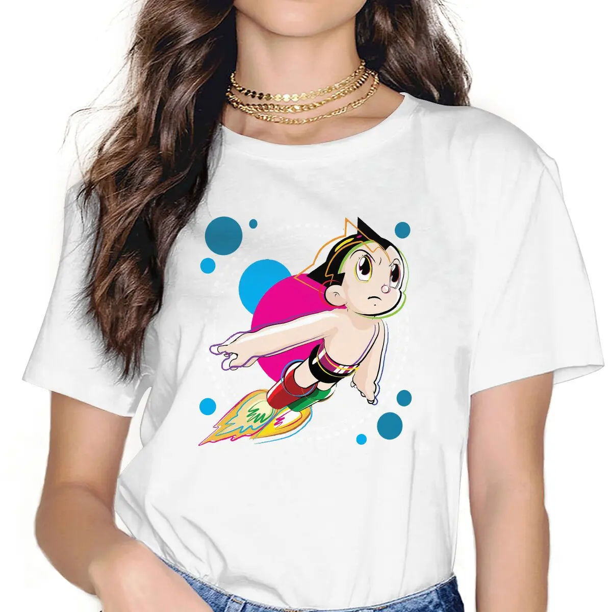 Robot Kid! Women T Shirts Tetsuwan Atom Anime Astro Boy Manga Awesome Tees Short Sleeve O Neck T-Shirt Gift Idea Clothing