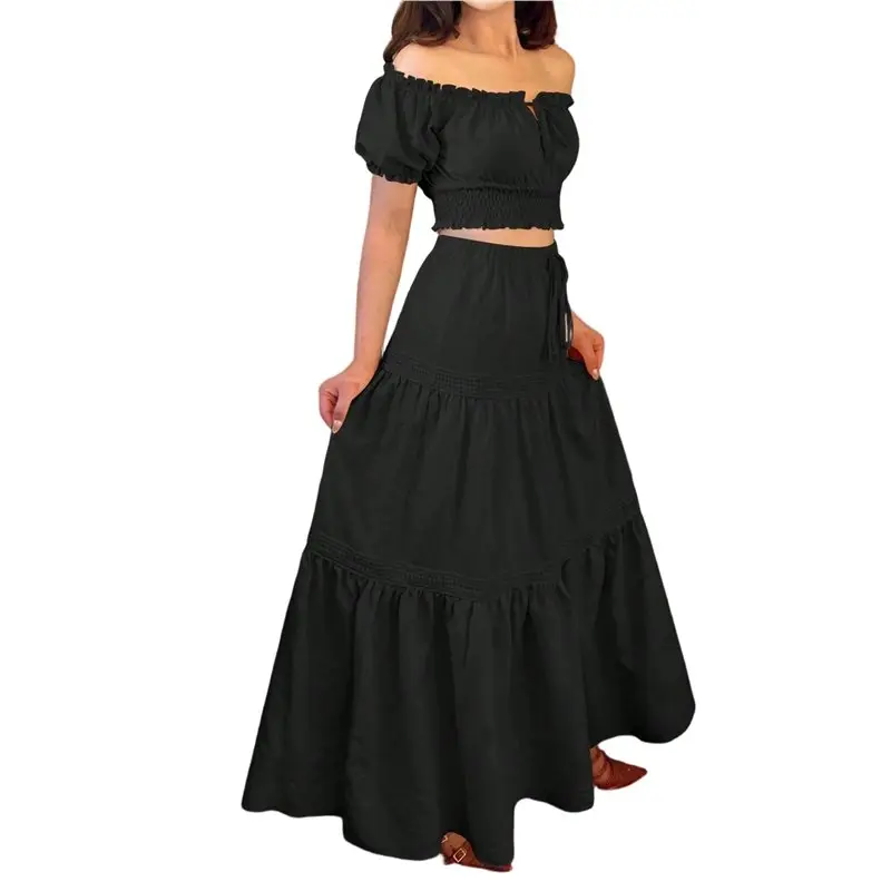 

CYL-Women's 2 Piece Outfits, Floral Top Skirt Set For Spring Easter, Summer Vacation Beach Dress