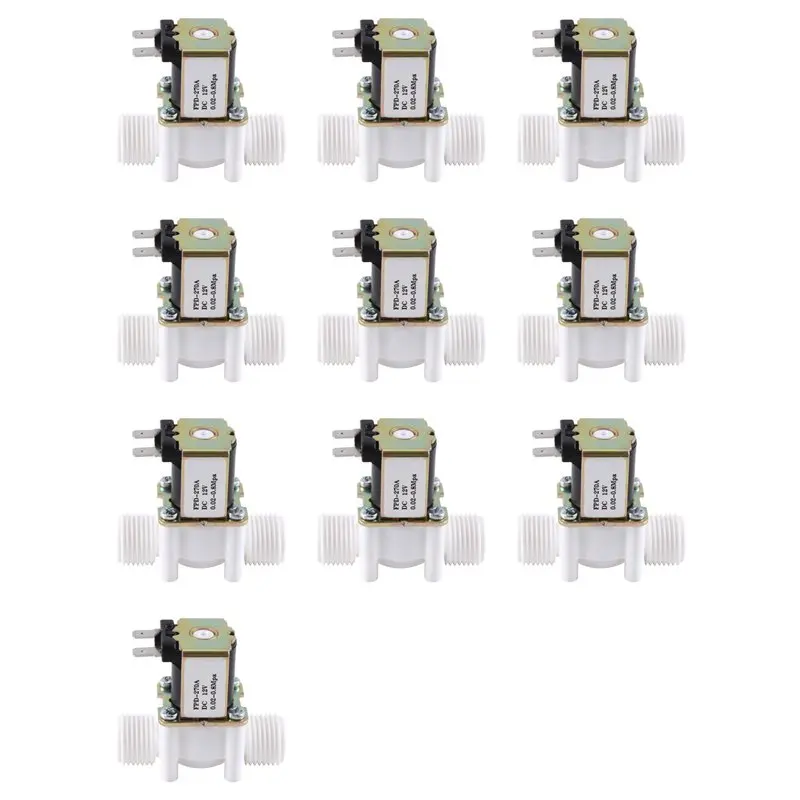 10X Dc12v N/C Normally Closed Water Solenoid Valve G1/2-Inch Plastic Electrical Solenoid Valve For Water Dispenser