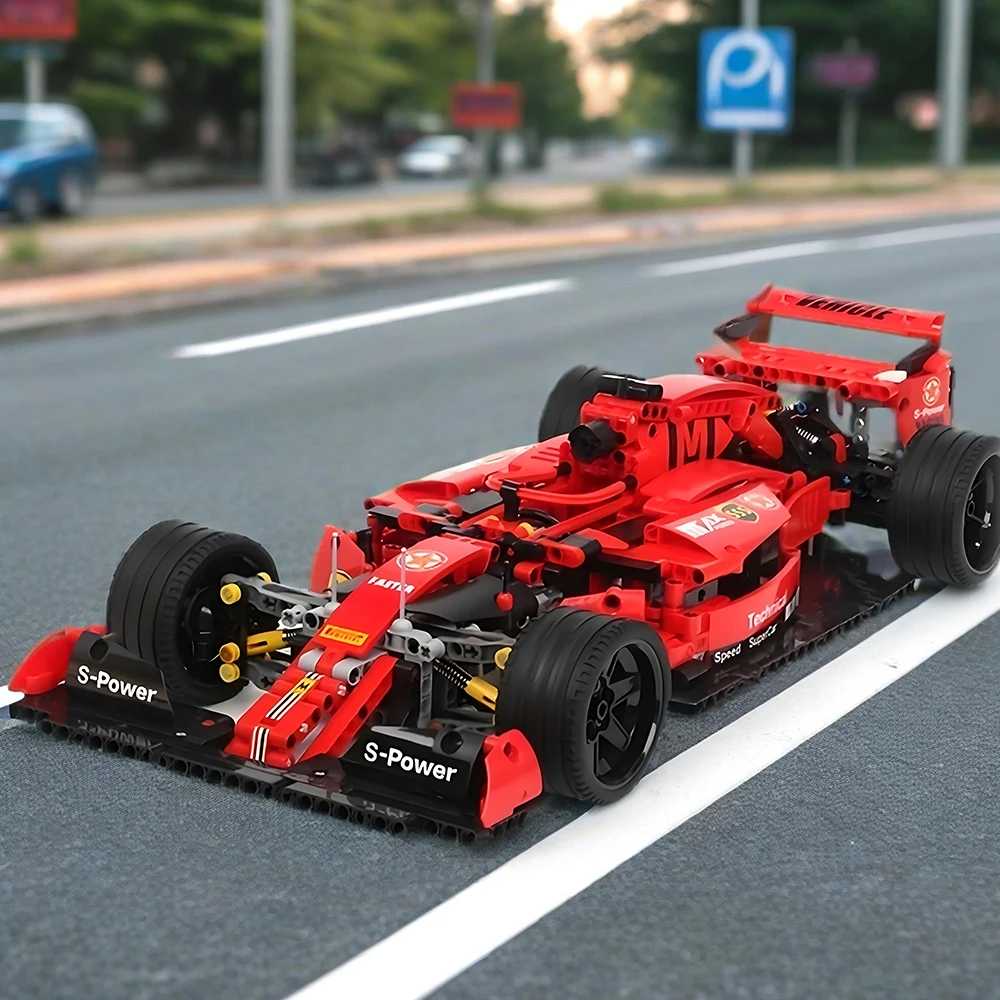 MOC F1 سباق السيارات 1200 قطعة مجموعات بناء صيغة حمراء الرياضة سباق اللبنات الطوب نموذج السوبر لعب الاطفال الهدايا