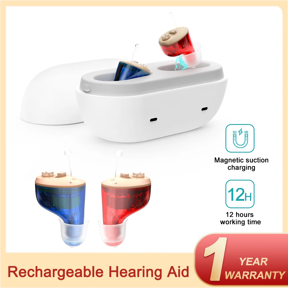 

Rechargeable Hearing Aids Invisible Sound Amplifier For Deafness Elderly Adjustable High Power Ear Hearing Aid Audifonos Tools