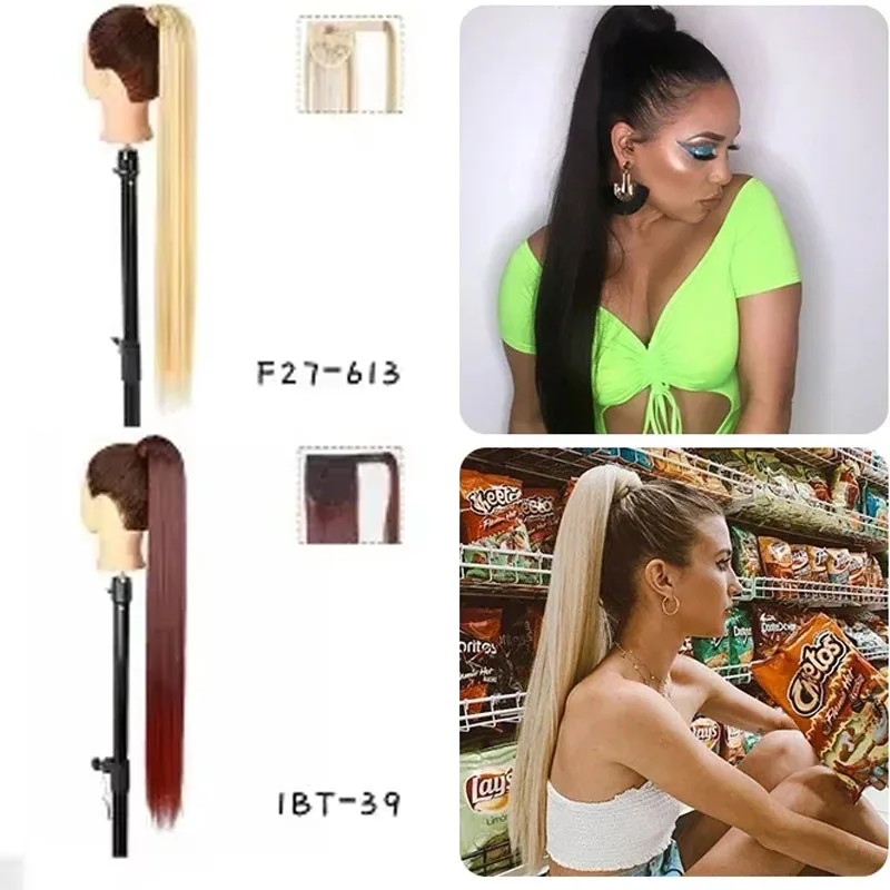 

Thick Synthetic Hair Ponytail with Strong Jaw Clip for Women, Long Straight Clip in Hair Extension for Daily Use