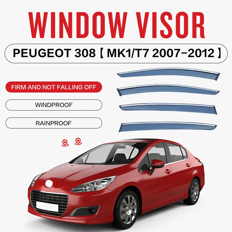 

For PEUGEOT 308S Hactchback Sedan 2007-2020 Car Window Visor Awning Shelters Windshield Side Window Rain Sun Shade Accessories