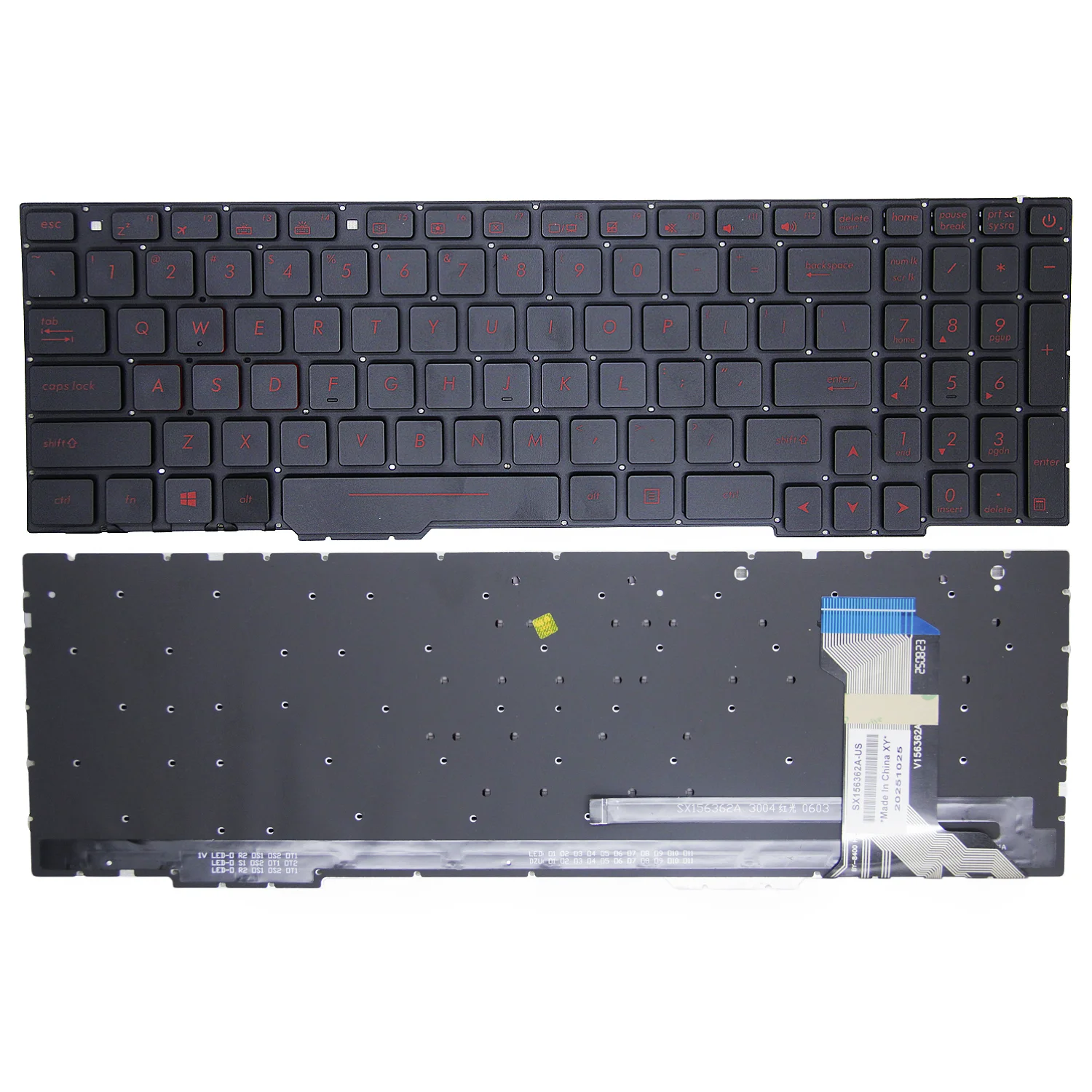 100%New US/RU/Russian For Asus GL553 ZX53V ZX73 FX53 GL553VW FX553VD FX53VD FZ53 GL753 Backlit Keyboard