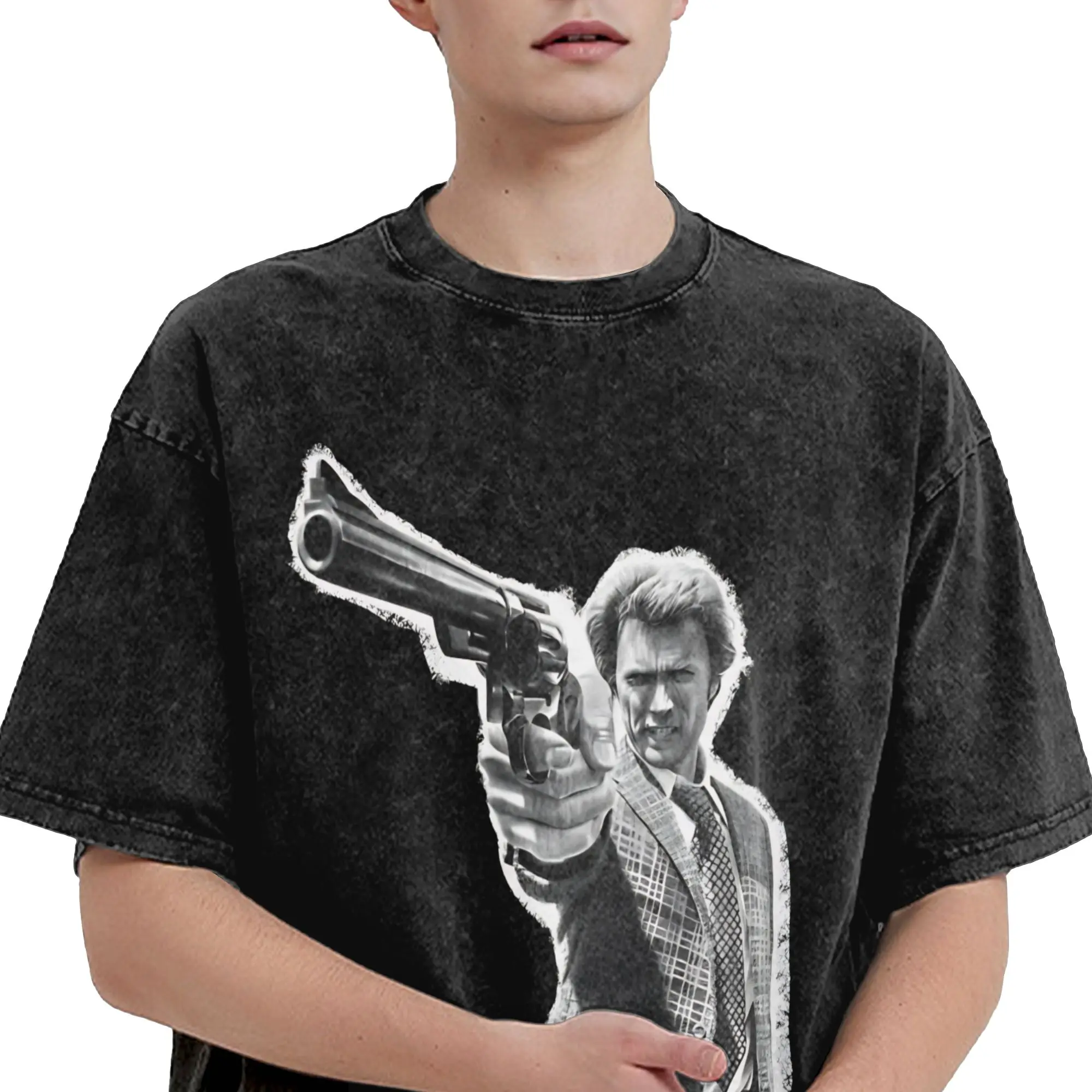 Dirty Harry Clint Eastwood Accessories Washed T Shirts for Men Women Streetwear Hip Hop T-Shirts Summer  Tees Tops Short Sleeve