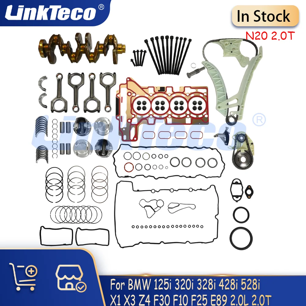 

Комплект для капитального ремонта двигателя: прокладки ГБЦ, поршневые вкладыши, комплект ГРМ для BMW 125i 320i 328i 428i 528i X1 X3 Z4 F30 F10 F25 E89 (2.0 л, N20)
