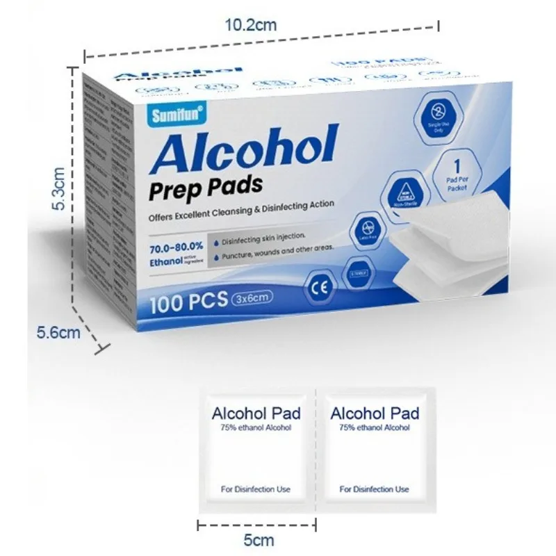 70% -80% ISOPROPYL ALCOHOL تطهير الكحول القابل للتصرف القطن علاج الجروح تنظيف المنزل تطهير ورقة القطن