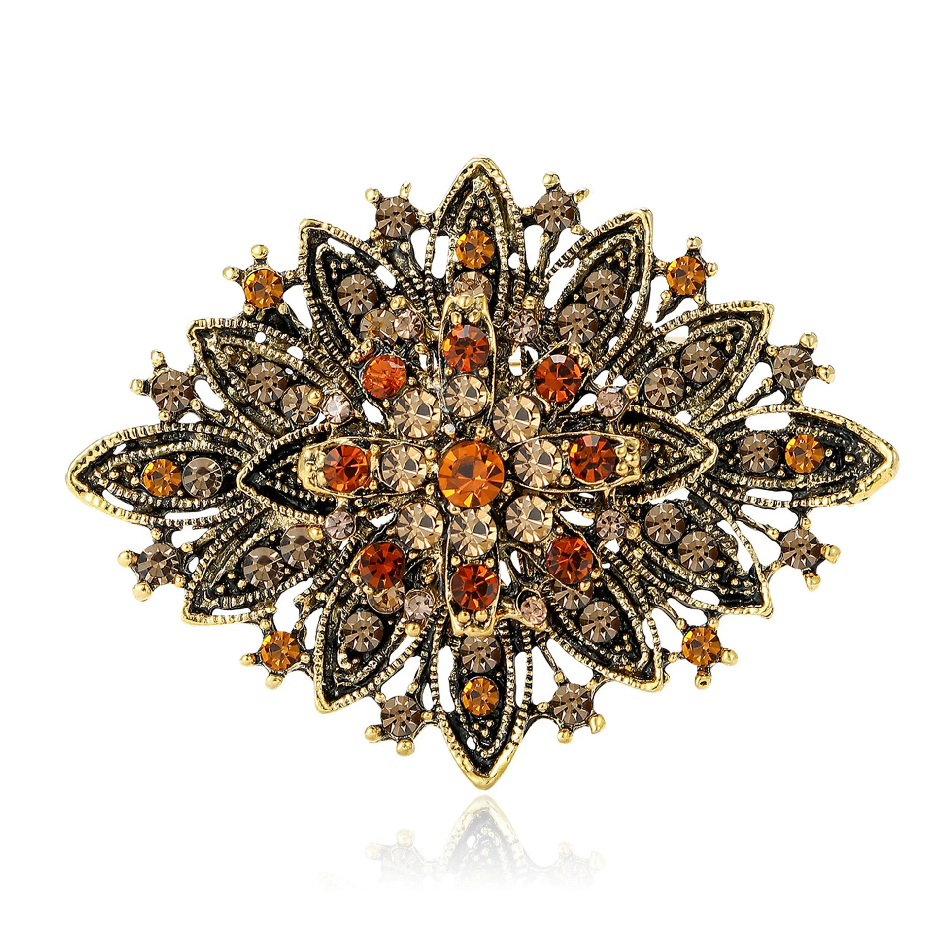 Fine Workmanship Brooch Pin Flower Shape Decoration Accessory Electroplated Delicate Long Lasting Lapel Brooch Clothes Decor