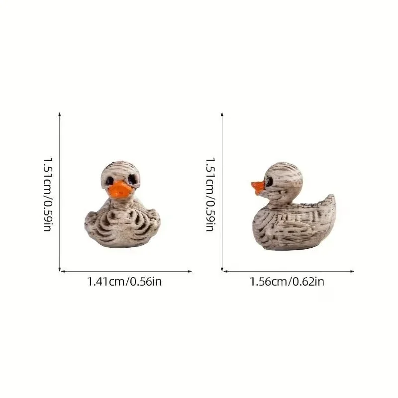 0.6in Gothic Cute Skull Ducks - Resin Figurines for Halloween, Gothic Home, Office, Party - Compact Desk Decor