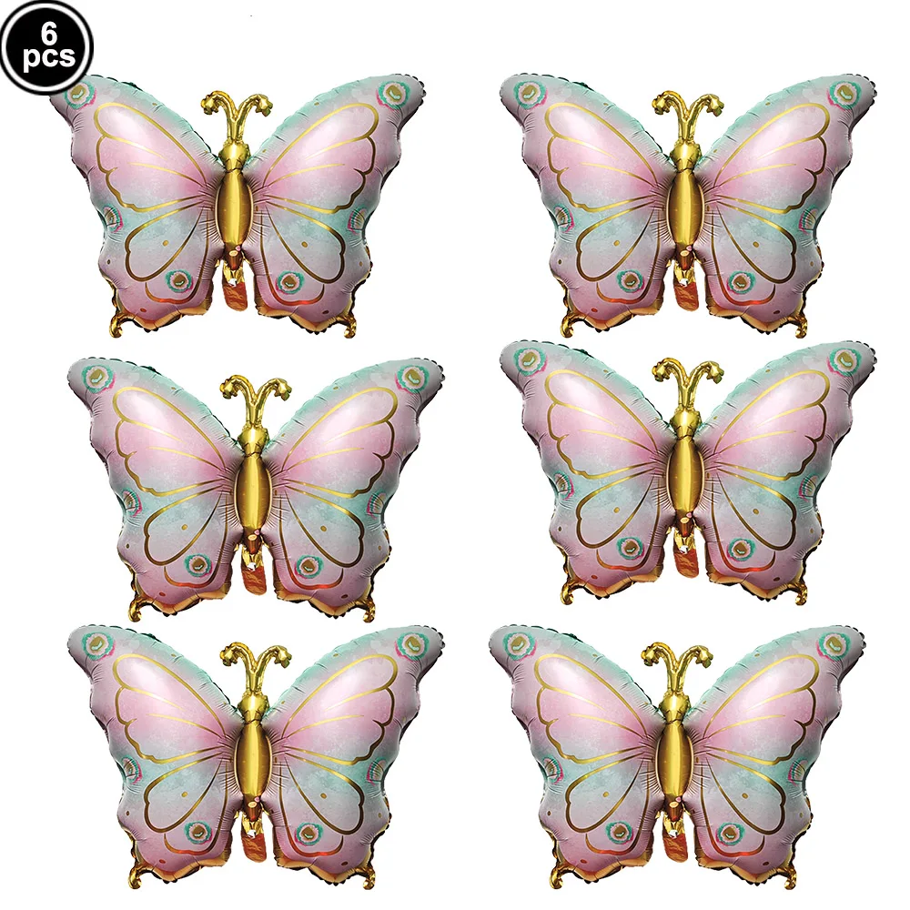 6Pcs Butterfly Popcorn Box Candy Gift Bags Butterfly Foil Balloons Butterfly Themed Girl Birthday Party Supplies Baby Showers