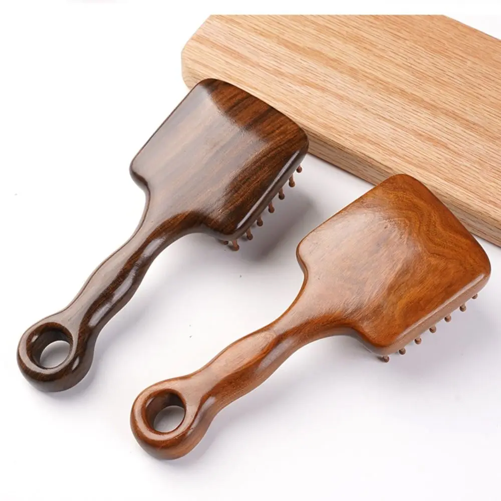Long Handle Sandalwood Head Massage Comb Wide Tooth Anti-Static Wooden Scalp Massager Comfortable Grip Anti Knotting