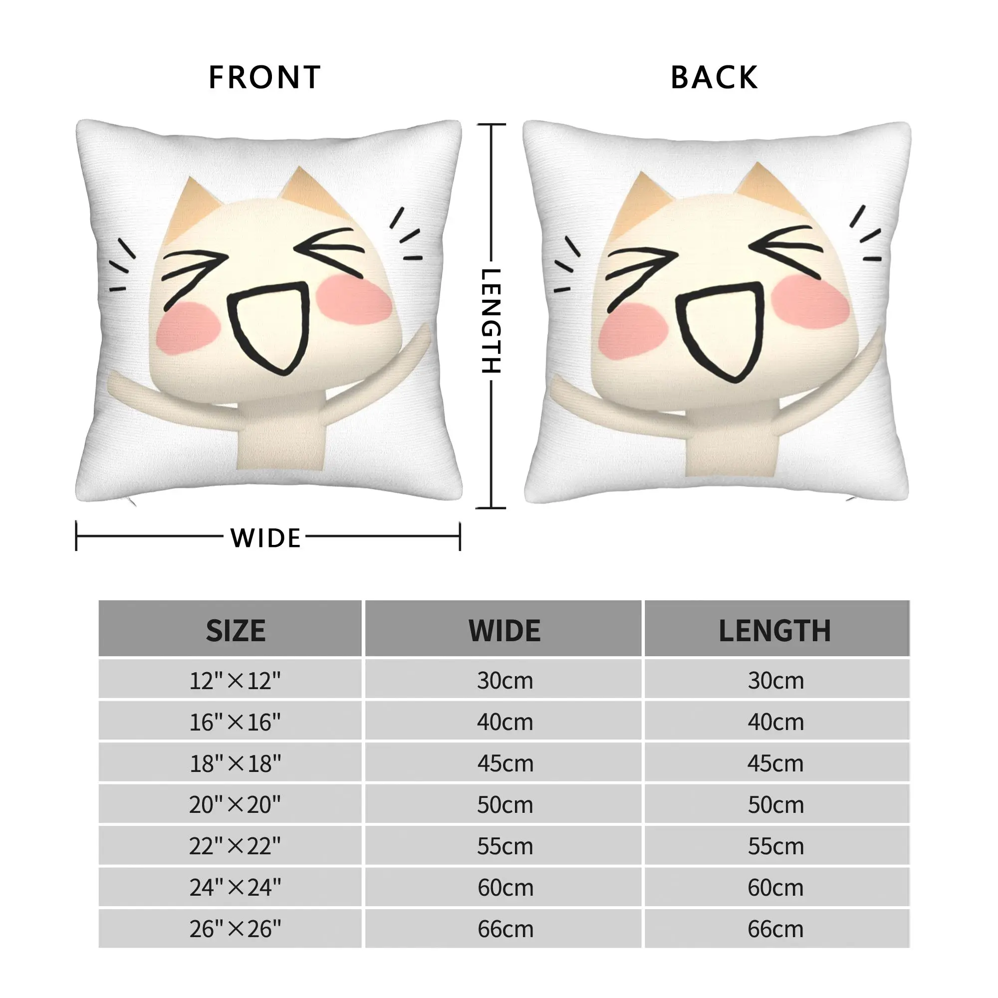 Toro Inoue Cat Pillowcase Polyester Cushion Cover Gift Cute Cartoon Throw Pillow Case Cover Chair Zippered 40*40cm
