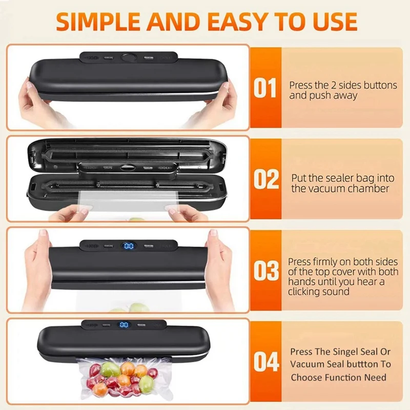 Vacuum Sealer For Food Vacuum Packaging Machine With Bag Automatic Household Food Vacuum Sealing Including EU Plug