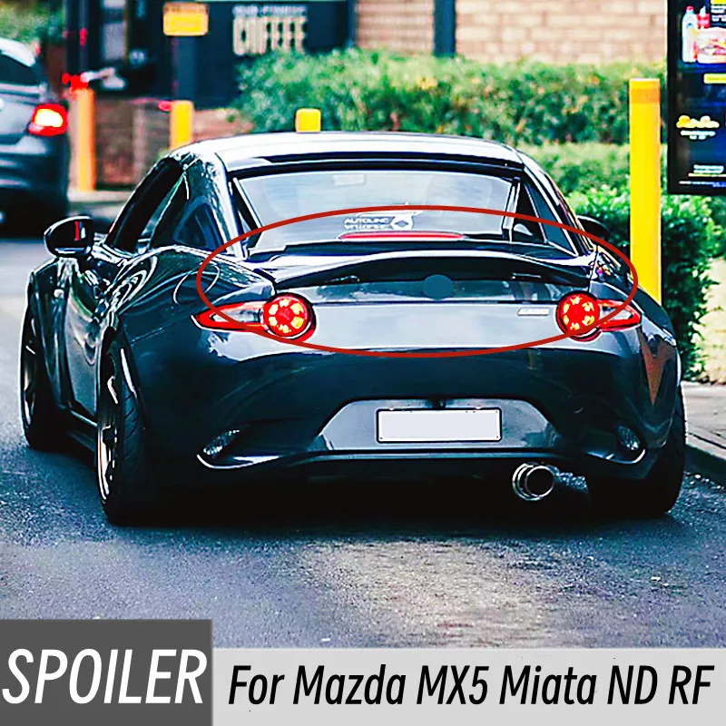 

For Mazda MX5 Miata ND RF Carbon Fibe Car Rear Trunk Lid Boot Ducktail Spoiler Wings Black Exterior Tuning Accessories