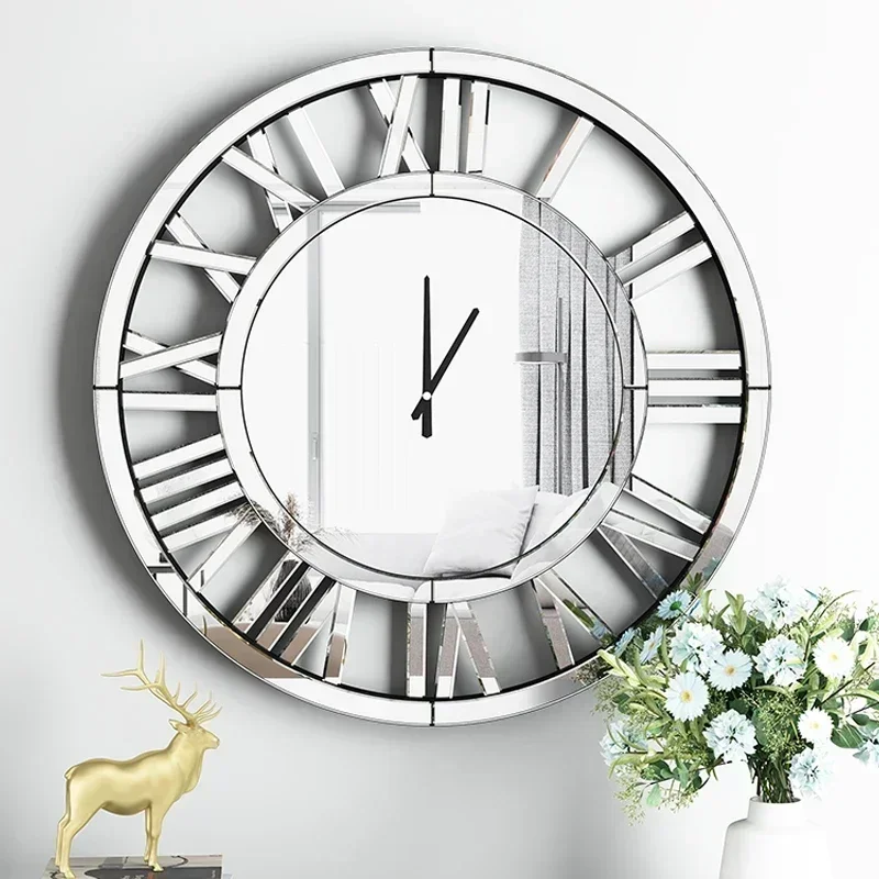 Nordic Luxury Wall Clock Modern Design Big Size Silent Large Mirror Silver Clocks Wall Home Decor Living Room Home Decoration