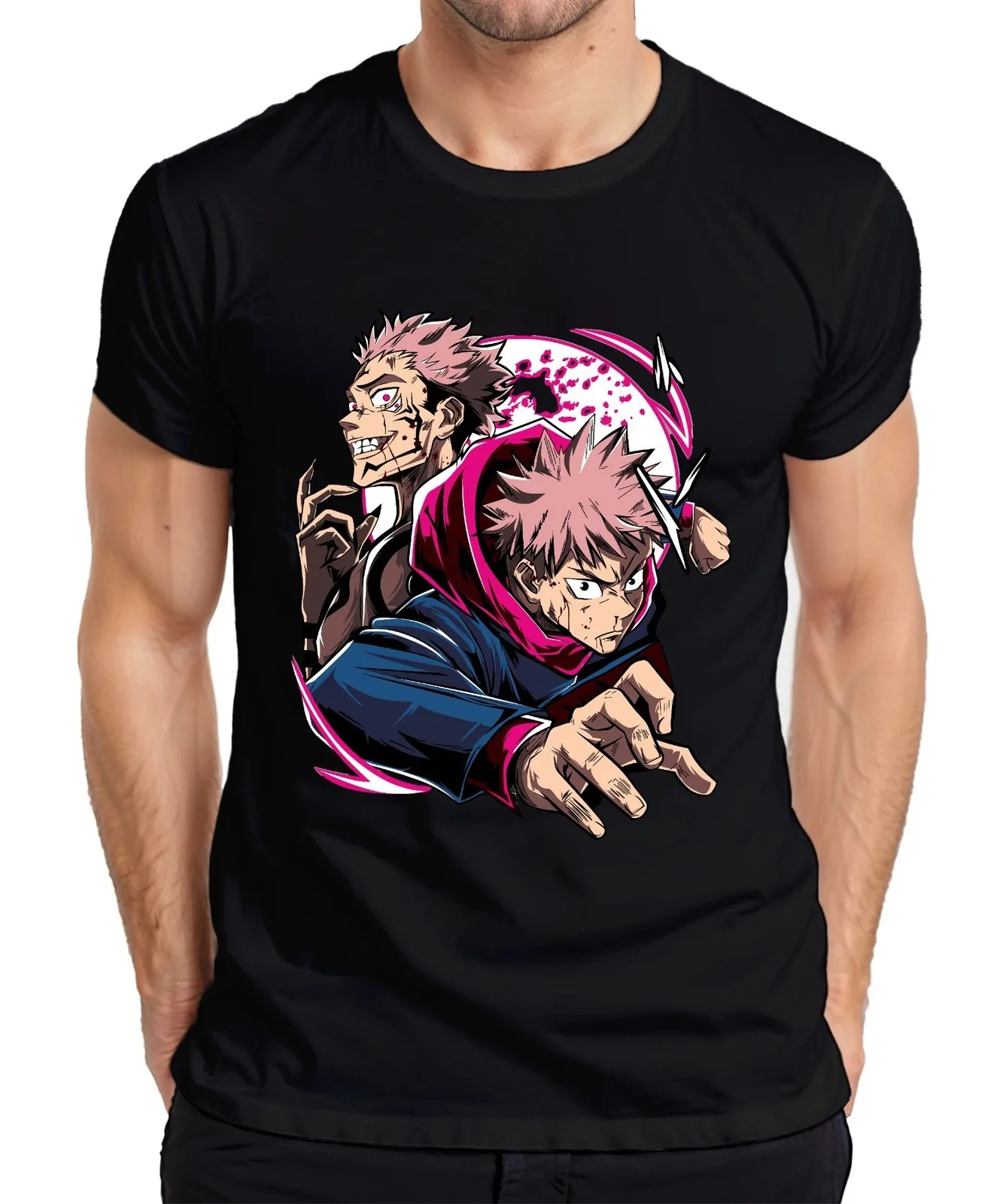 2026 Sommer Jujutsu Kaisen Anime Itadori Yuji/Ryomen Sukuna Bedrucktes Lockeres Kurzarm-T-Shirt aus Reiner Baumwolle für Kinder Unisex