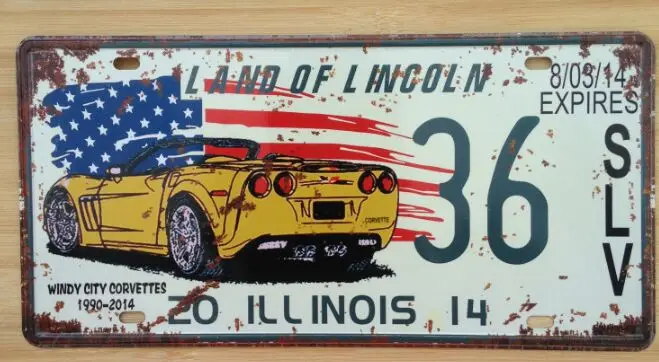 Hot sale Car No. License Metal Plates Plaques Vintage Metal tin sign Bar Wall art craft painting metal art for decorating house