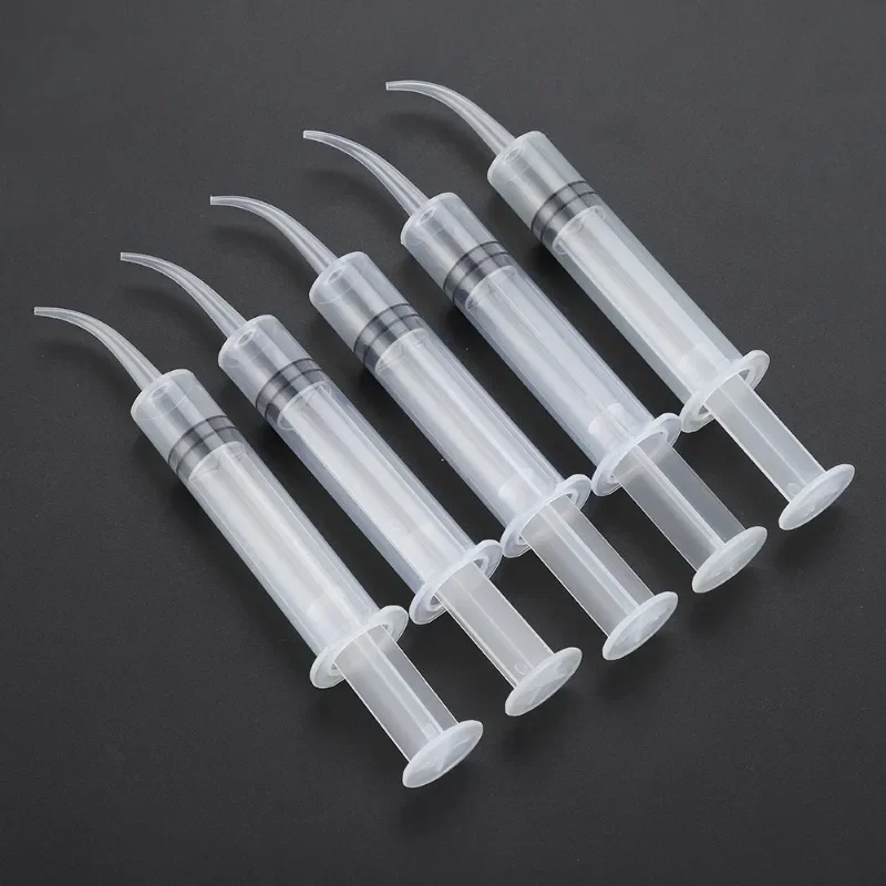 10Pcs Disposable Dental Irrigation Syringe With Curved Tip 12cc Injector Teeth Whitening Instruments Oral Hygiene Care Tools