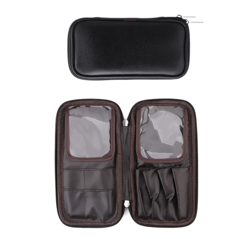 Cosmetic Brush Storage Bag Portable High End Travel Hand PU Texture Double Zipper Waterproof Storage Bag Cosmetic Case