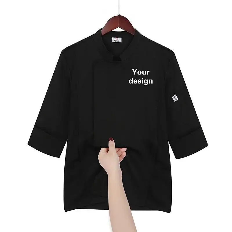 Custom Professional Kitchen Jacket Print Logo Personalized Design Pattern DIY stretch fabric Work Clothes Cook Coat Top