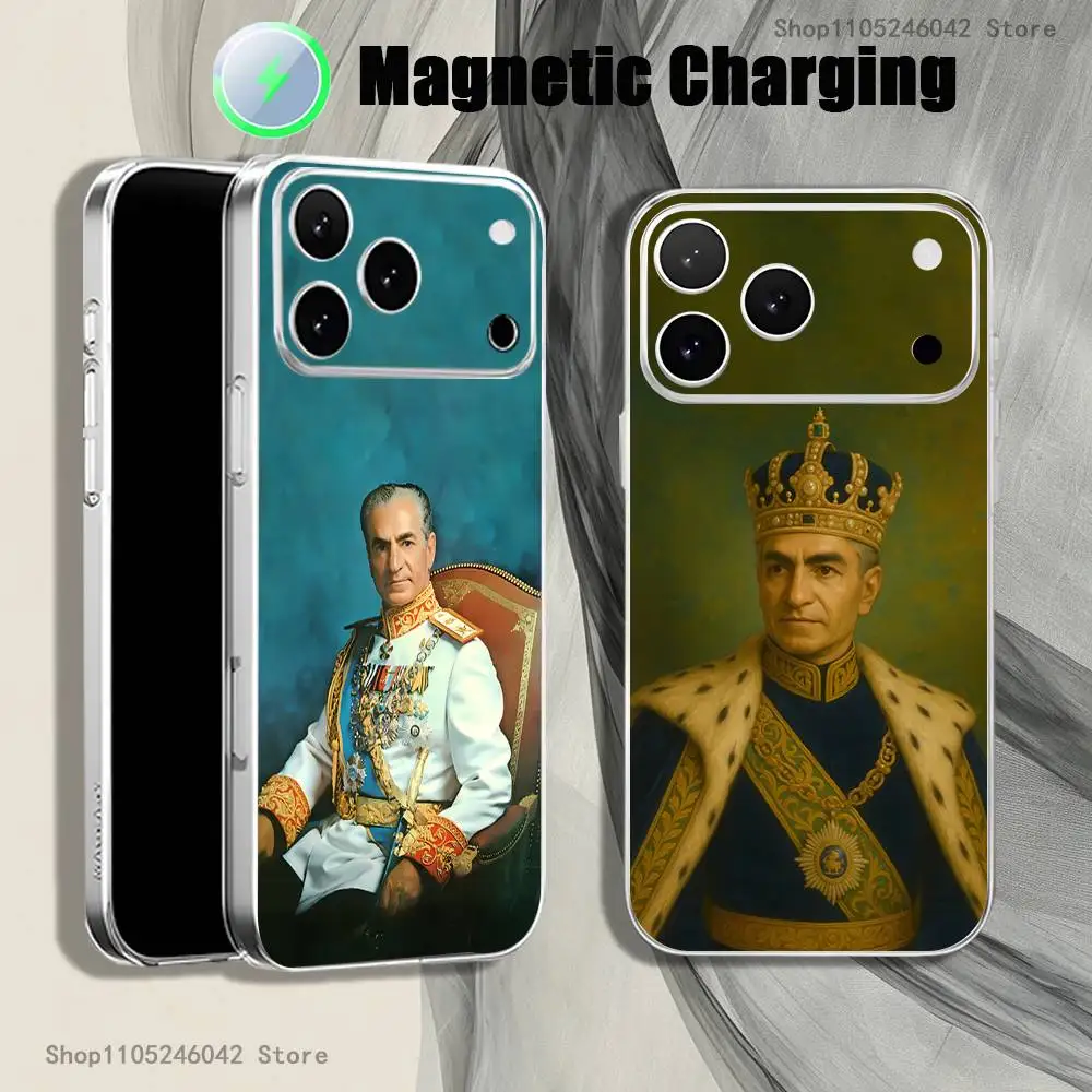 

Противоударный прозрачный белый чехол для iPhone 17, 16, 15, 14, 13, Pro, Max с магнитной беспроводной зарядкой, в честь Мухаммада Реза Пахлави (Иран)