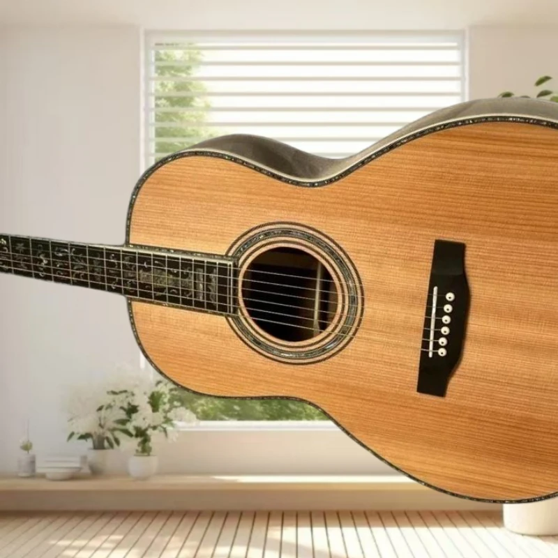 39 Inch 00045 Light Brown Acoustic Guitar Ebony Neck Mahogany Body Solid Top Strong Penetration Power Beginner Free Delivery