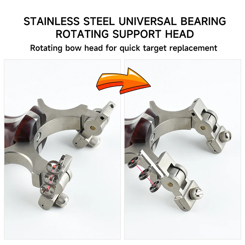 Fionda in acciaio inossidabile CNC 304 con testa a fionda rotante mirino a 3 linee caccia e tiro all'aperto fionda da competizione