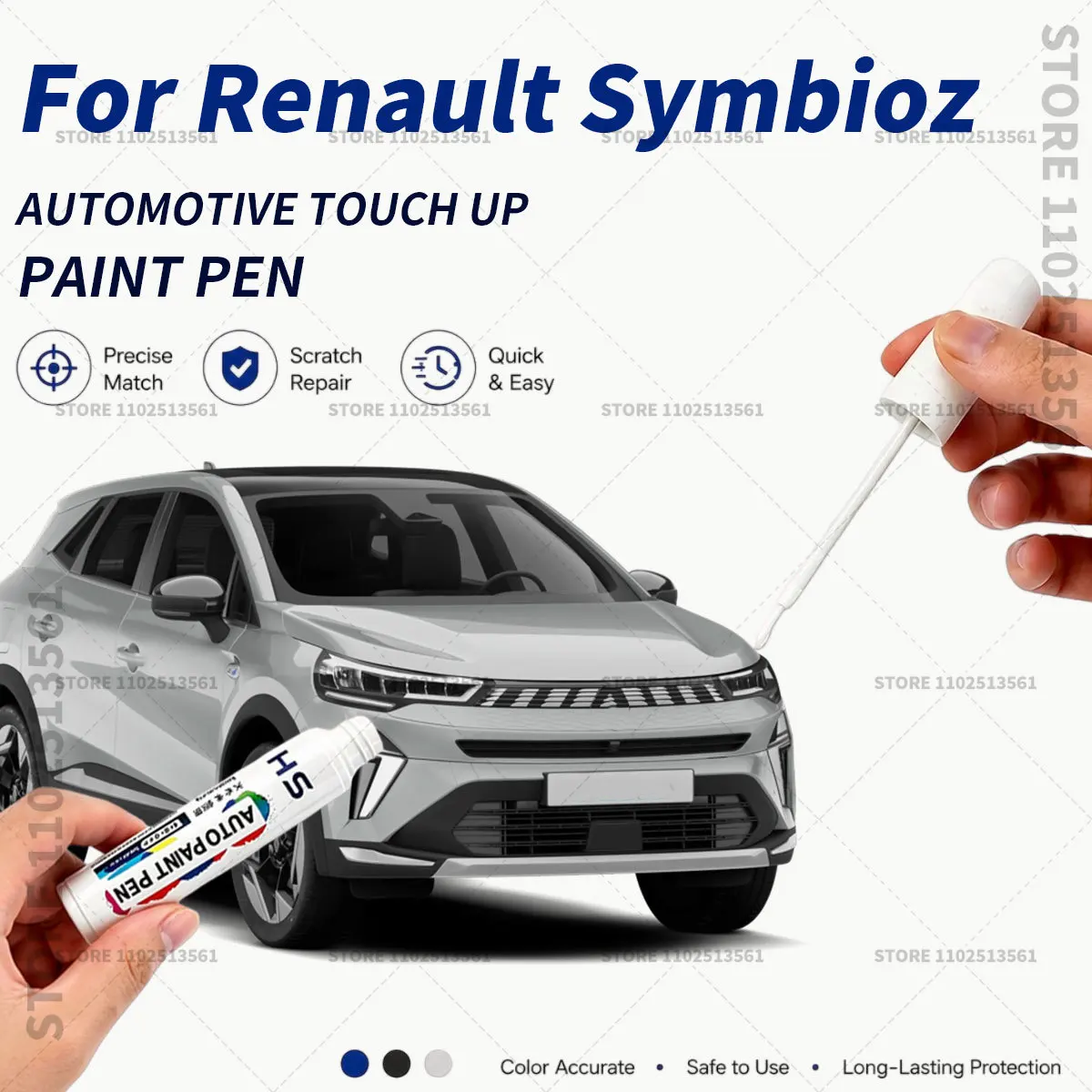 

For Renault Symbioz Black White Professional Car Touch Up Paint Pen Scratch Repair Paint Brush for Automotive Paint Restoration