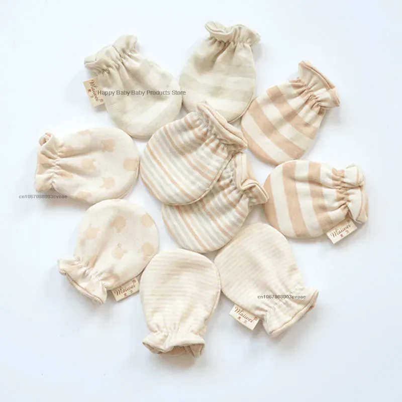 Newborn Baby Mittens Cotton Gloves Anti-Grab Girl Boy Stripe Polka Dot Hand Glove for Kids Spring Summer Cute Mittens 0-2T