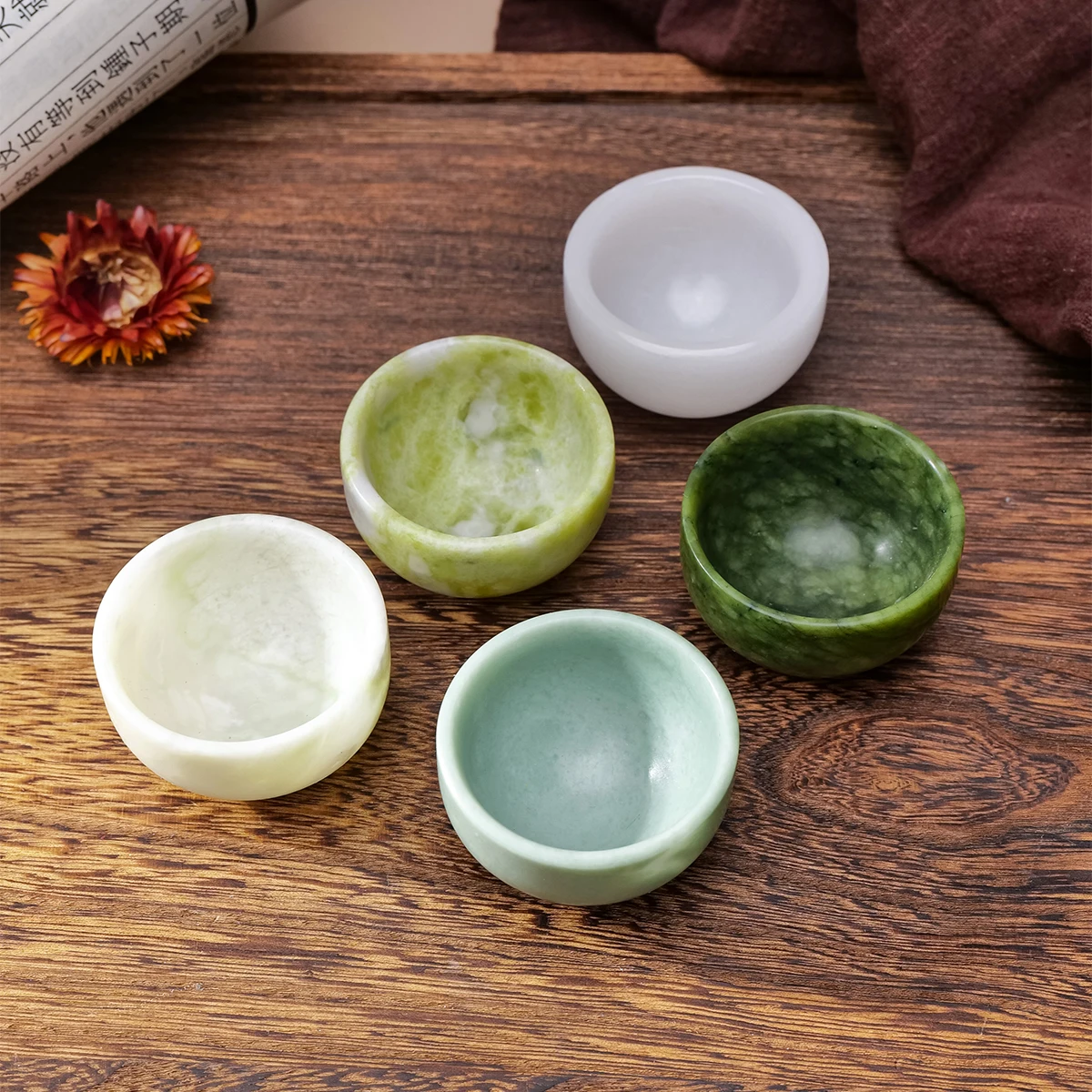 1pc Natural Crystal, Raw Stone, Jade, Tea Cup, Kung Fu Cup, White Jade, Green Jade Wine Cup, Tea Set, Lantian Jade Cup