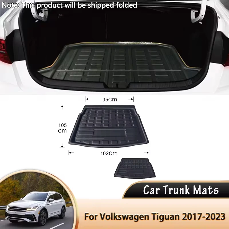 for Volkswagen VW Tiguan AD BW 2017~2023 2022 Car  Rear Trunk Mat for Protective Pad Waterproof Cargo Liner Trunk Tray Floor Mat