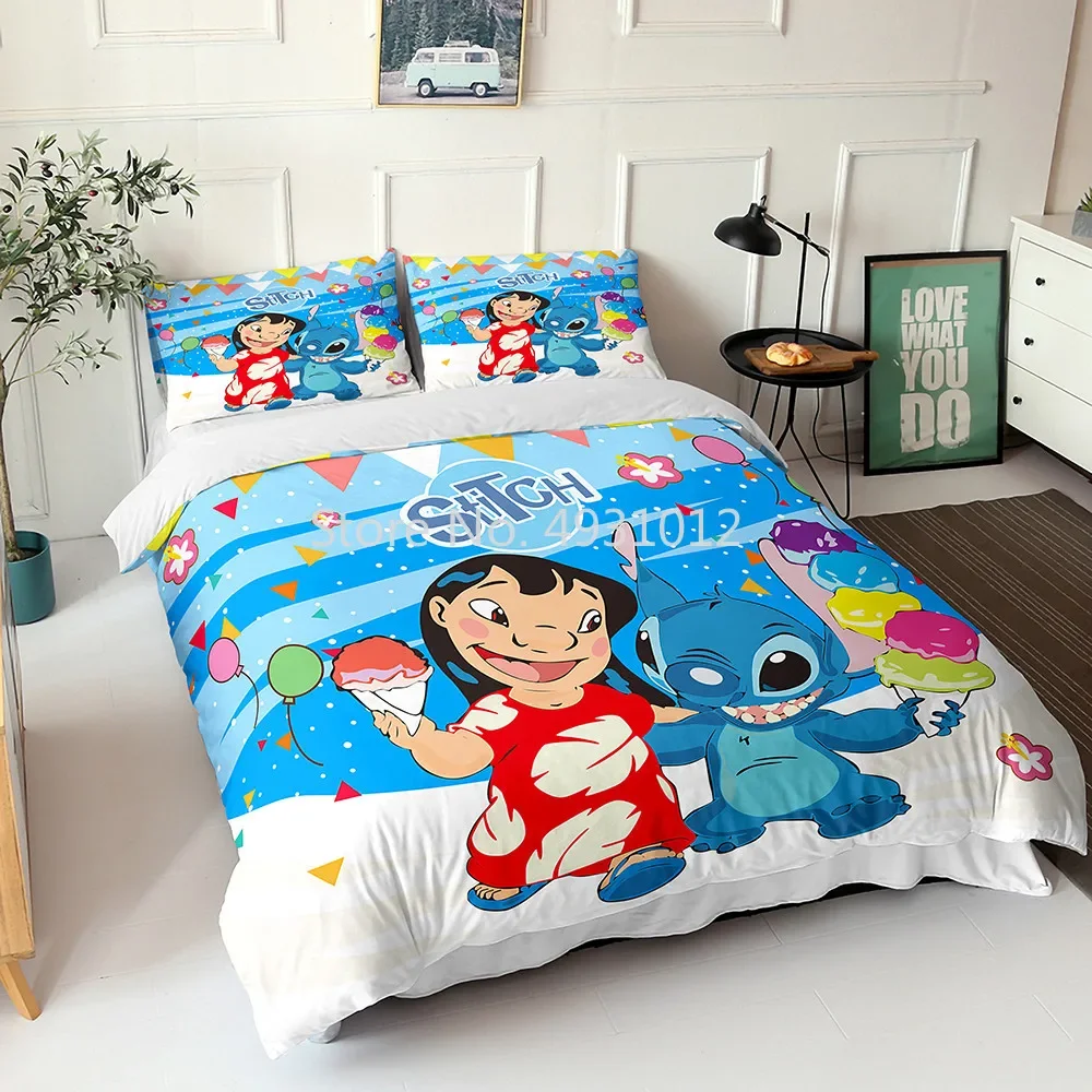 Cute Full Lilo & Stitch Bedding Set Single King BedLinen Duvet Cover Set Pillowcase Children Adult Boys Girls Gift