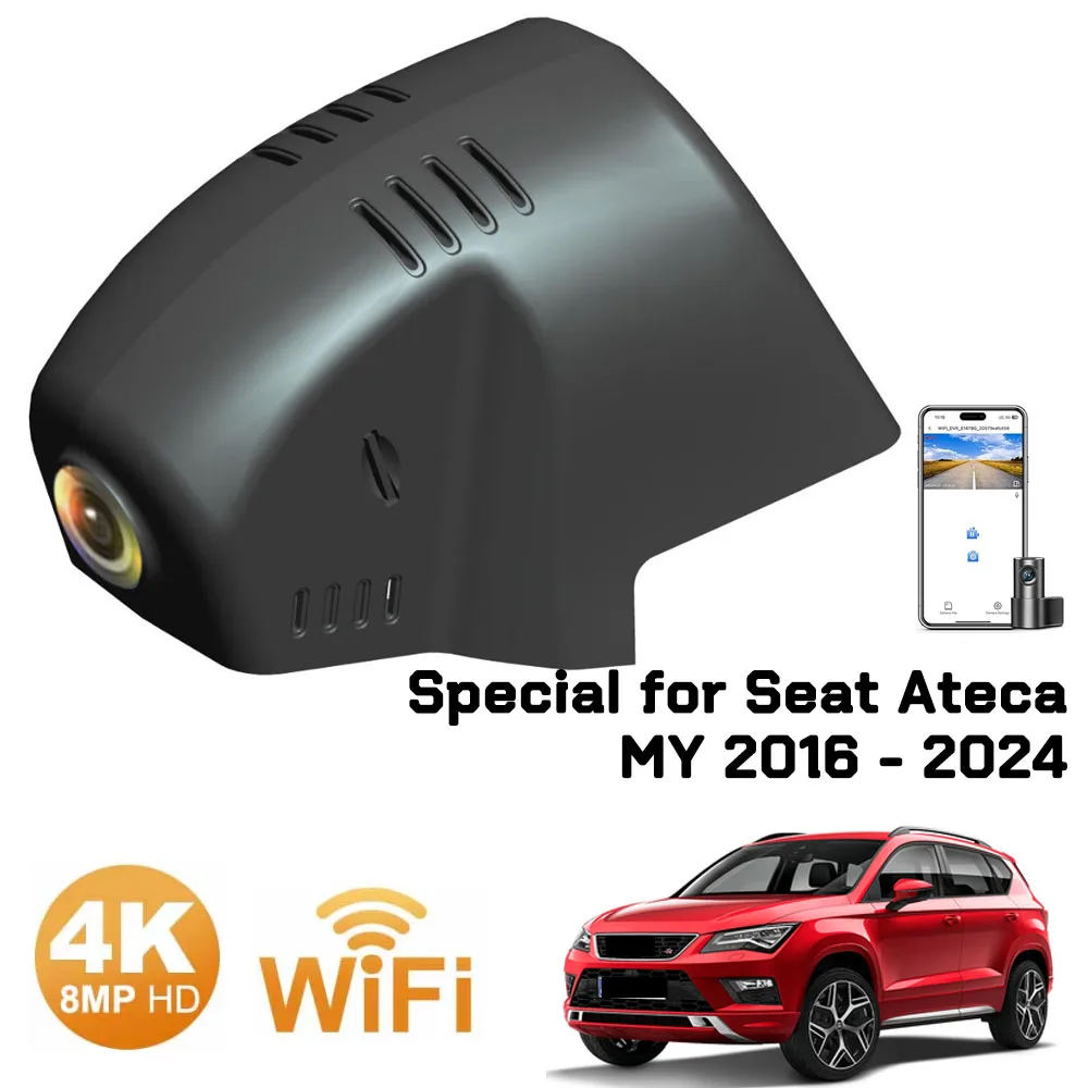 

Dashcam Front and Rear Dash Cam 4K Wifi Dual Car Camera Compatible for Seat Ateca Fr 2024 2023 2022 2021 2020 2019 2018 2017