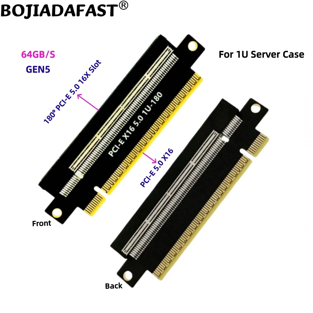 180 Degree PCI-E 5.0 16X to PCIe X16 Adapter Converter Card GEN5 64Gbps For 1U Server Computer Case