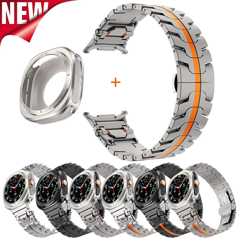 

Metal Strap+Case for Samsung Galaxy Watch Ultra 47mm Aluminium Alloy Protective Cover Stainless Steel Band Luxury Men Watchband