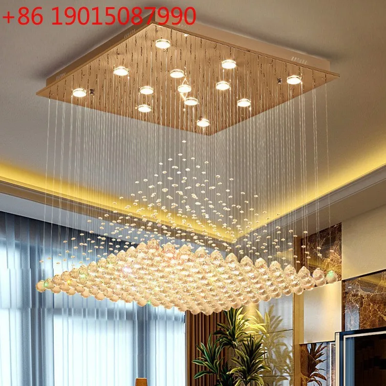 

Квадратная атмосфера, пирамида, подвесная линия, светодиодная хрустальная лампа для гостиной, спальни, роскошная лампа