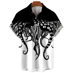 Animal Print Men's Shirts Luxury Octopus Tentacle Pattern Men's Fashion Casual Shirts Oversized Top Men's Designer Clothing Cami